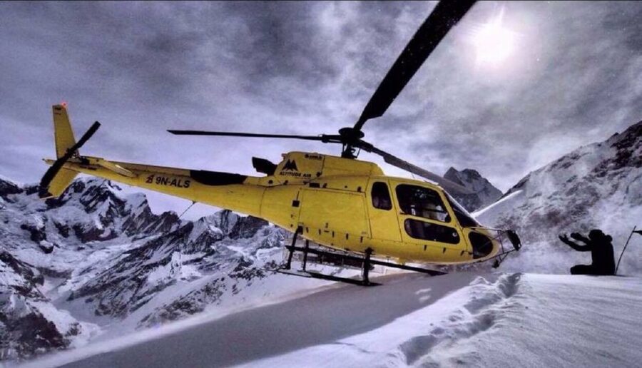 Annapurna Base Camp Heli Tour - Flying north from Pokhara toward the Annapurna massif