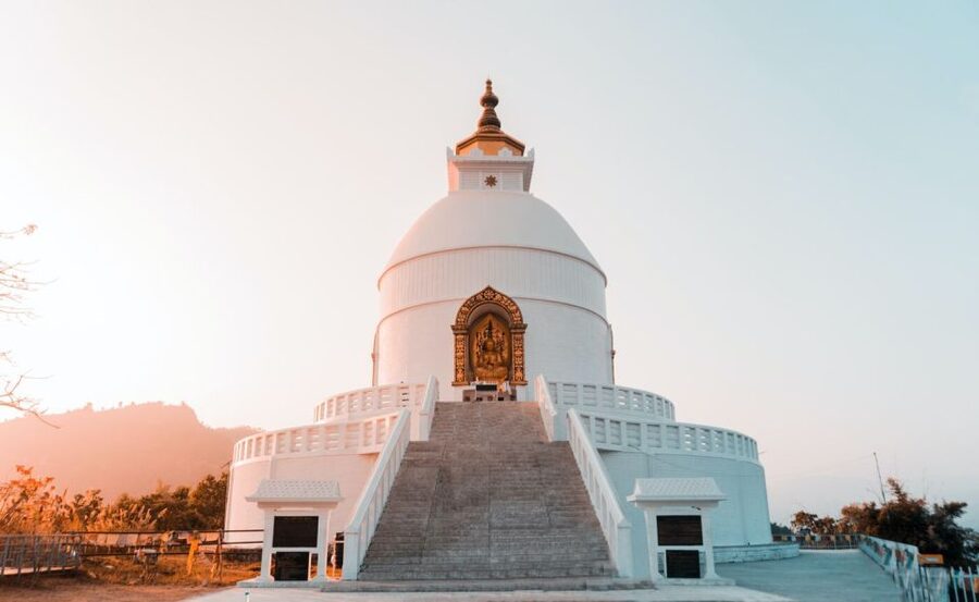 From Lakeside: Pokhara Private Day Tour with Pagoda Hills - World Peace Pagoda: the day’s big view