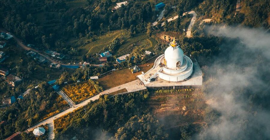 Pokhara Day Bus Sightseeing 8 points - World Peace Pagoda above Phewa Lake
