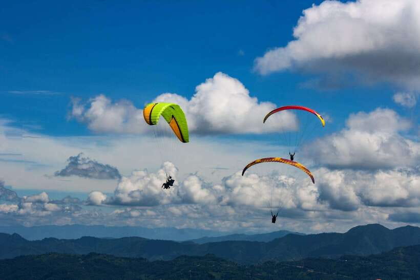 Pokhara Paragliding - Preparing for takeoff at Sarangkot